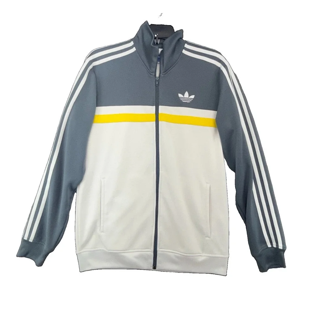 Adidas Originals Mens Gray White Yellow Track Jacket Full Zip S 260502-10